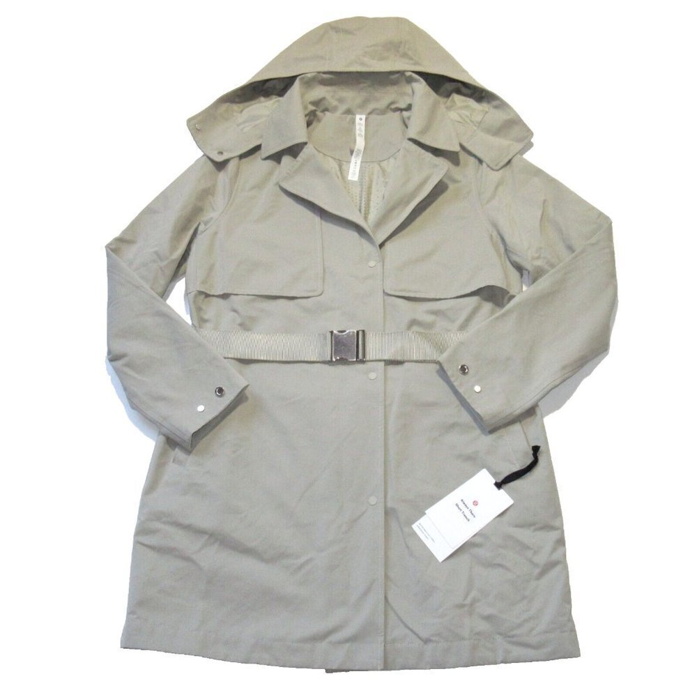 NWT Lululemon Always There Short Trench in Raw Linen Removable Hood Coat 10 - Picture 1 of 7
